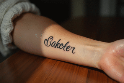 Avant bras avec tatouage nom en cursive naturel