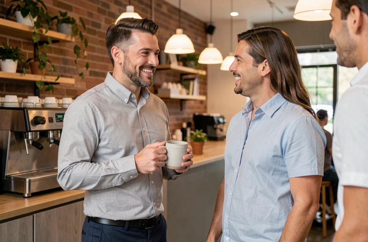Jeune professionnel arborant un bouc menton dans un espace de coworking tendance