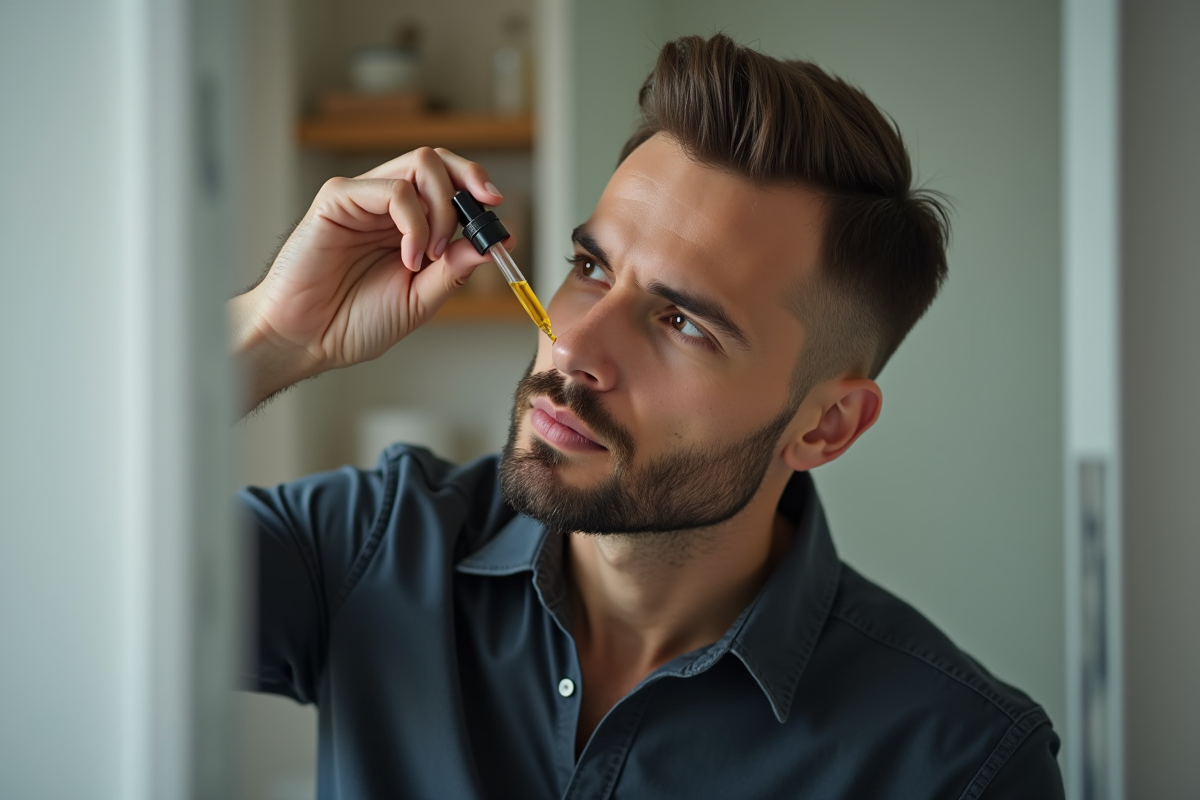 Homme appliquant de l