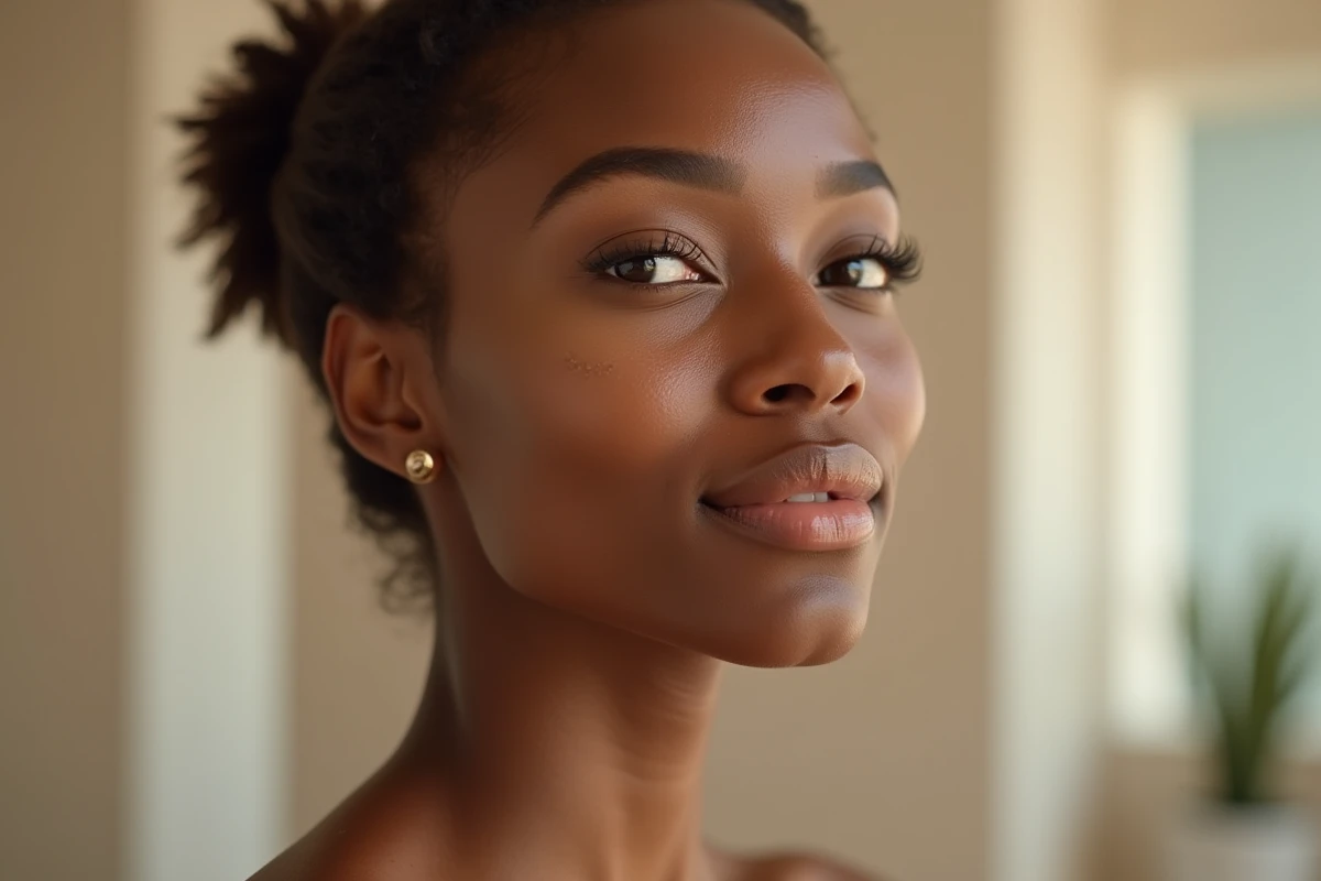 Gros plan sur une peau mate présentant des taches d'hyperpigmentation avant un traitement laser adapté